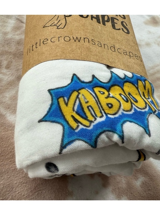 Little Crowns and Capes Other - Kaboom! Kids White & Blue Bamboo Swaddle